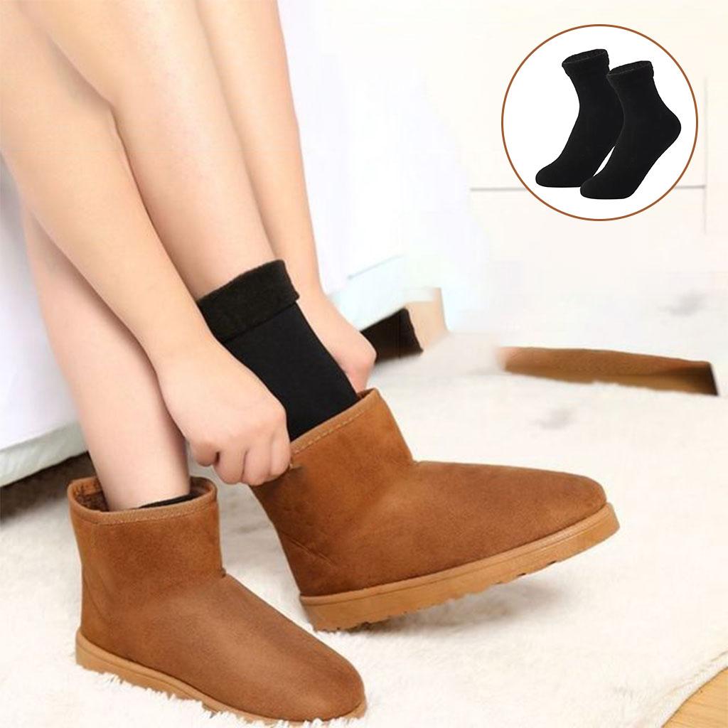 Seamless Ski Thermal Socks Winter Calcetines Short for Women Men Black