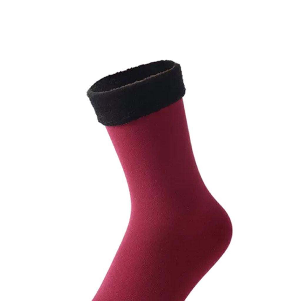 Seamless Ski Thermal Socks Winter Calcetines Short for Women Men Crimson