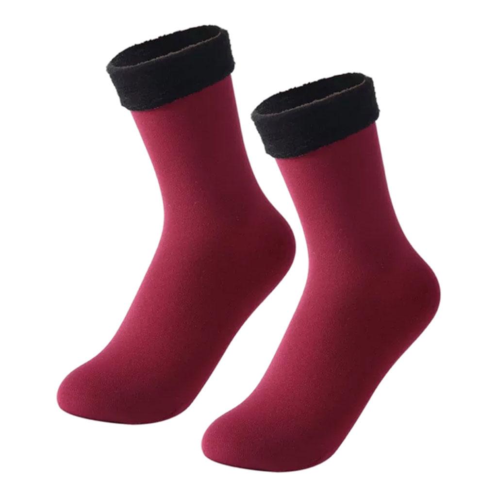 Seamless Ski Thermal Socks Winter Calcetines Short for Women Men Crimson