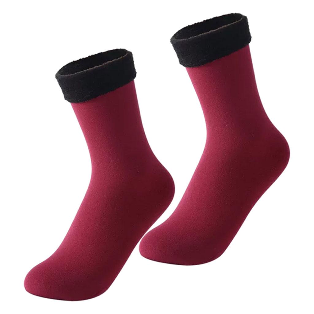 Seamless Ski Thermal Socks Winter Calcetines Short for Women Men Crimson