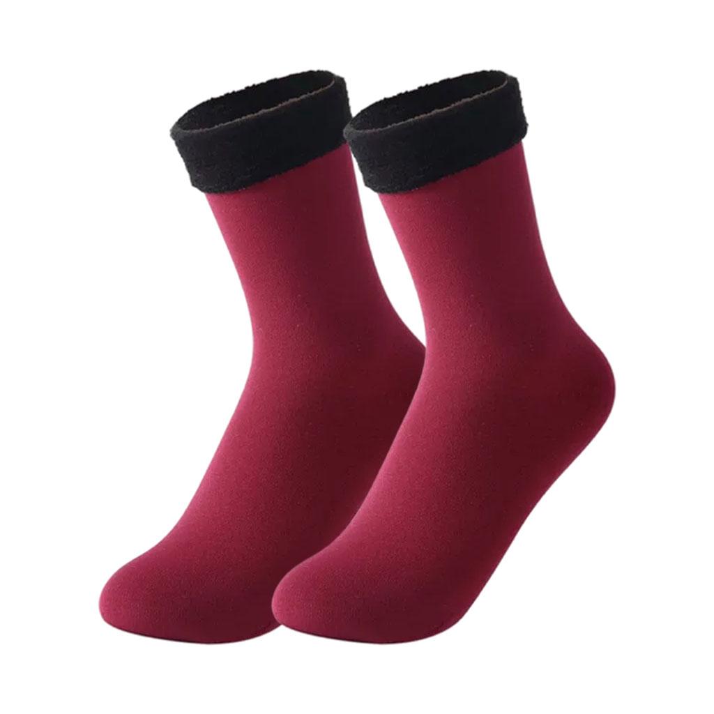 Seamless Ski Thermal Socks Winter Calcetines Short for Women Men Crimson