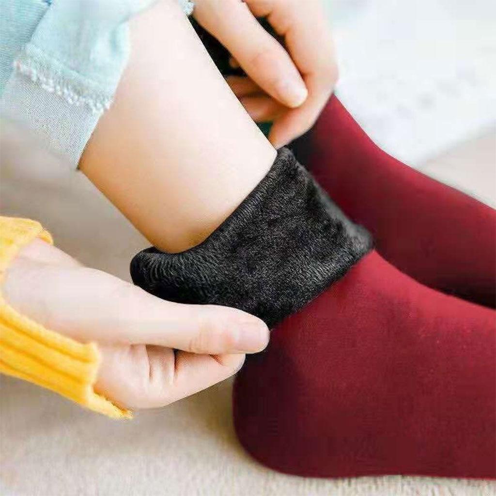 Seamless Ski Thermal Socks Winter Calcetines Short for Women Men Crimson