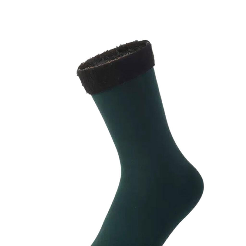 Seamless Ski Thermal Socks Winter Calcetines Short for Women Men Dark Green