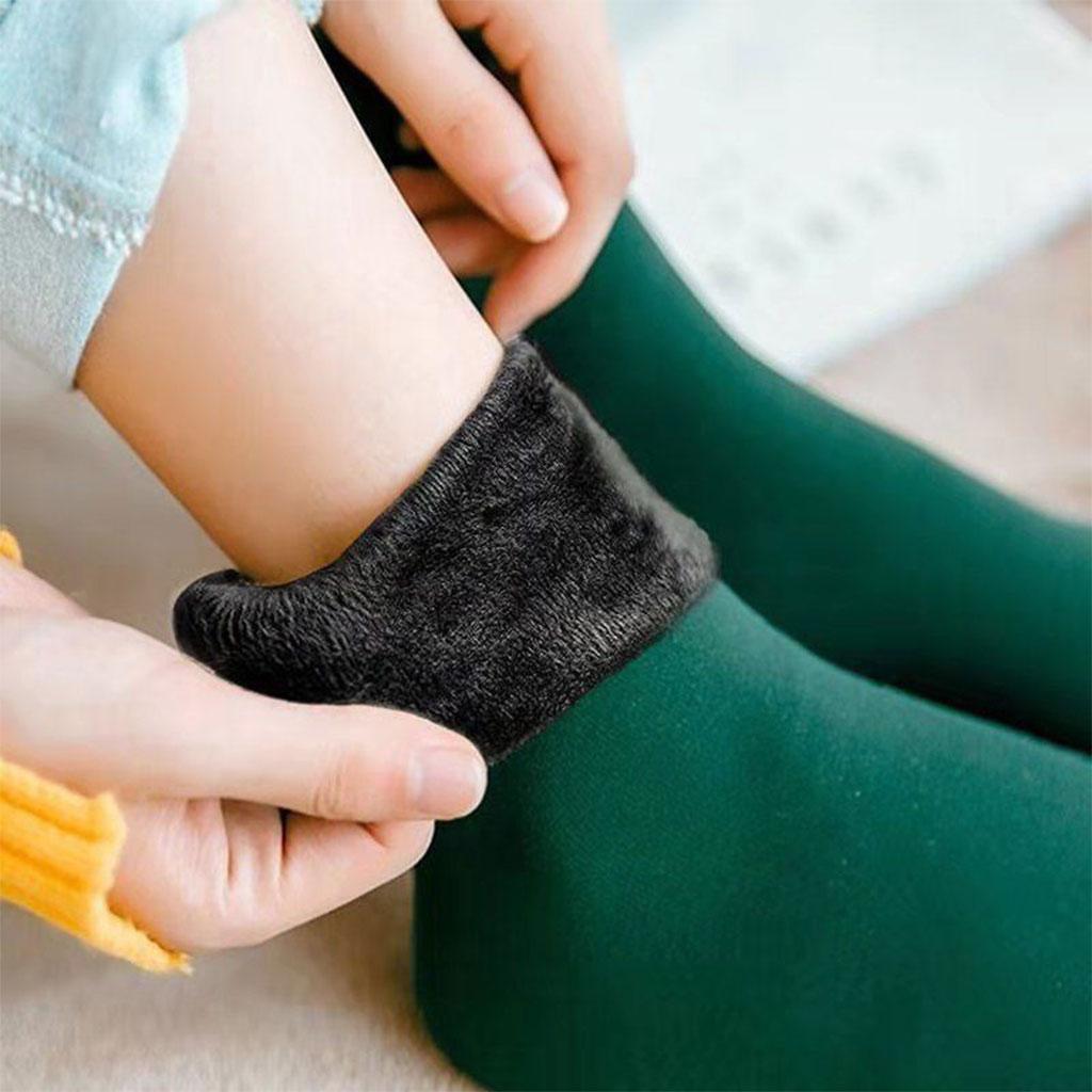 Seamless Ski Thermal Socks Winter Calcetines Short for Women Men Dark Green