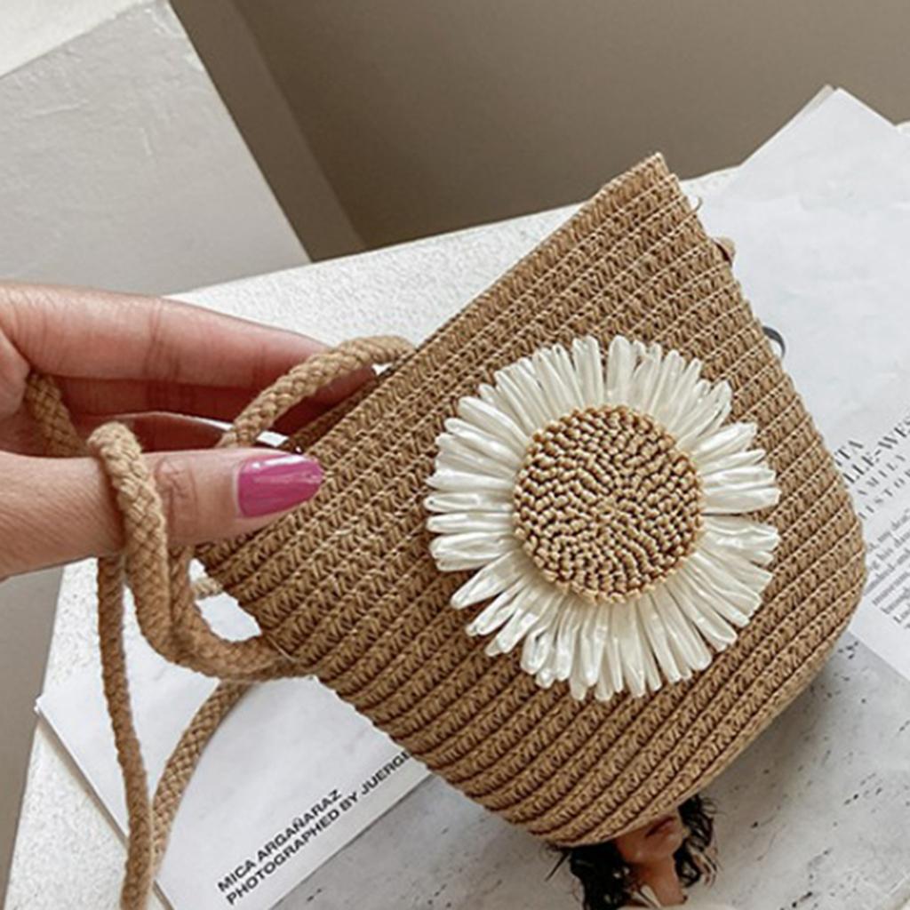 Straw Bag Portable Colorful Accessories Humanize Practical for Girl Khaki