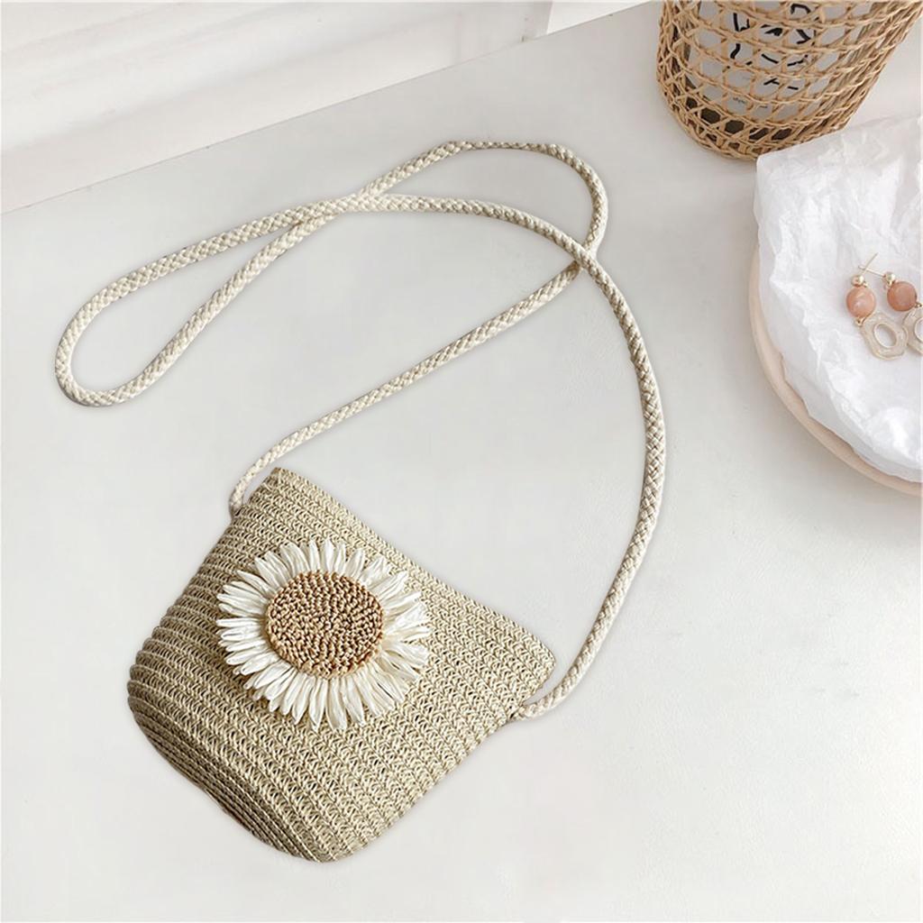 Straw Bag Portable Colorful Accessories Humanize Practical for Girl Beige