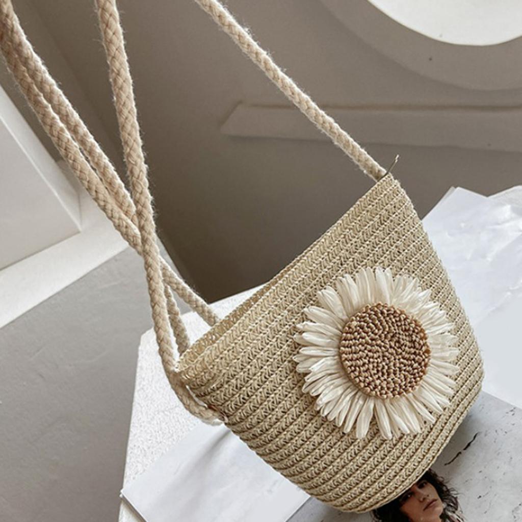 Straw Bag Portable Colorful Accessories Humanize Practical for Girl Beige