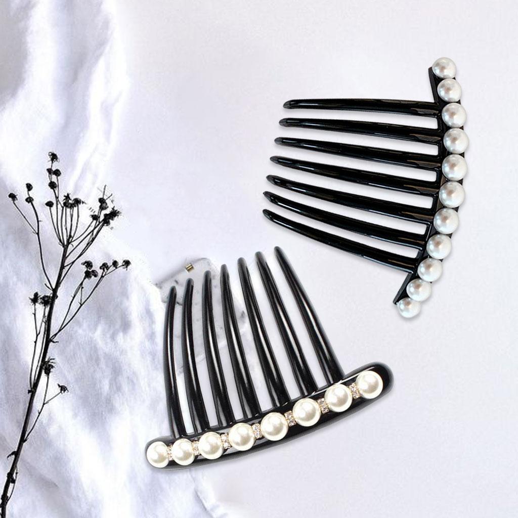 Fashion Womens Hair Comb Bride Pearl Head Clip Supplies Pearl With Diamond