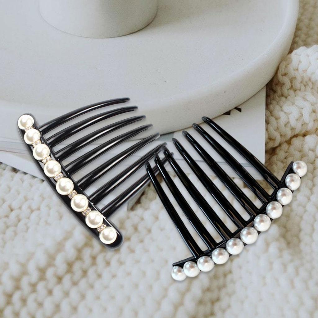 Fashion Womens Hair Comb Bride Pearl Head Clip Supplies Pearl With Diamond