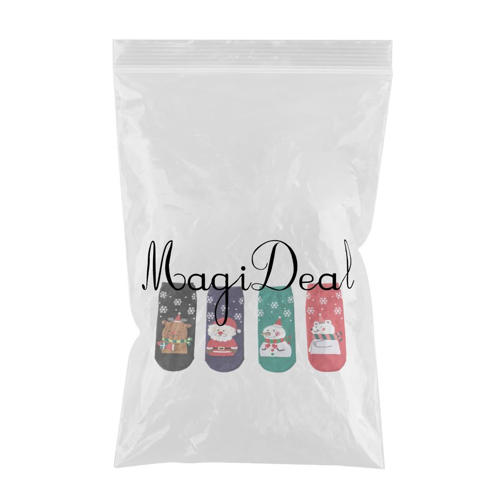 4 Pair Novelty Low Crew Socks Chrismas Short Sock Snowflake Background
