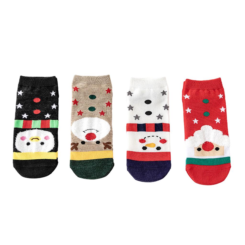 4 Pair Novelty Low Crew Socks Chrismas Short Sock Stars Background