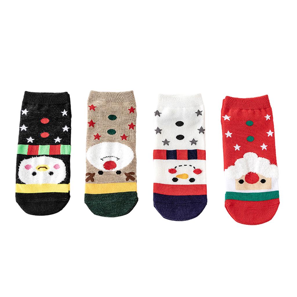 4 Pair Novelty Low Crew Socks Chrismas Short Sock Stars Background