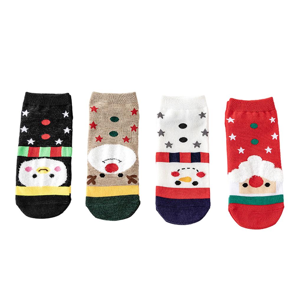 4 Pair Novelty Low Crew Socks Chrismas Short Sock Stars Background