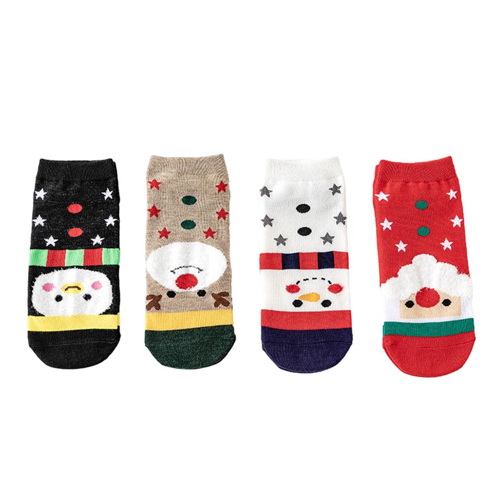 4 Pair Novelty Low Crew Socks Chrismas Short Sock Stars Background