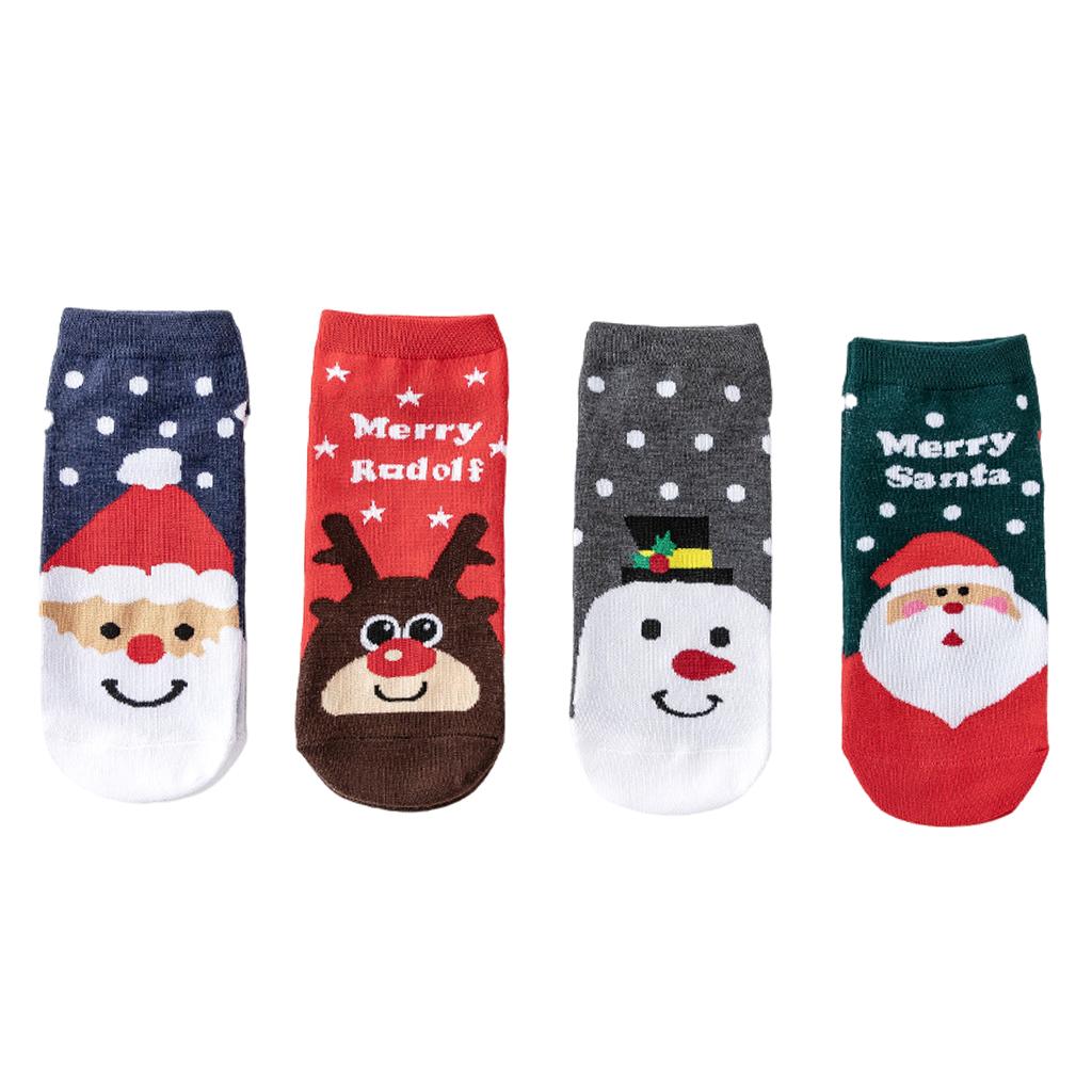 4 Pair Novelty Low Crew Socks Chrismas Short Sock Spotted Background