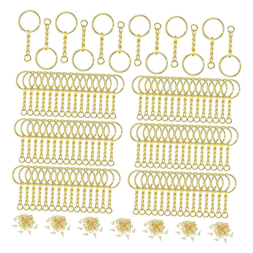 360pcs Key Chains Rings DIY Open Split Jump Ring Silver Keyring Blanks Gold