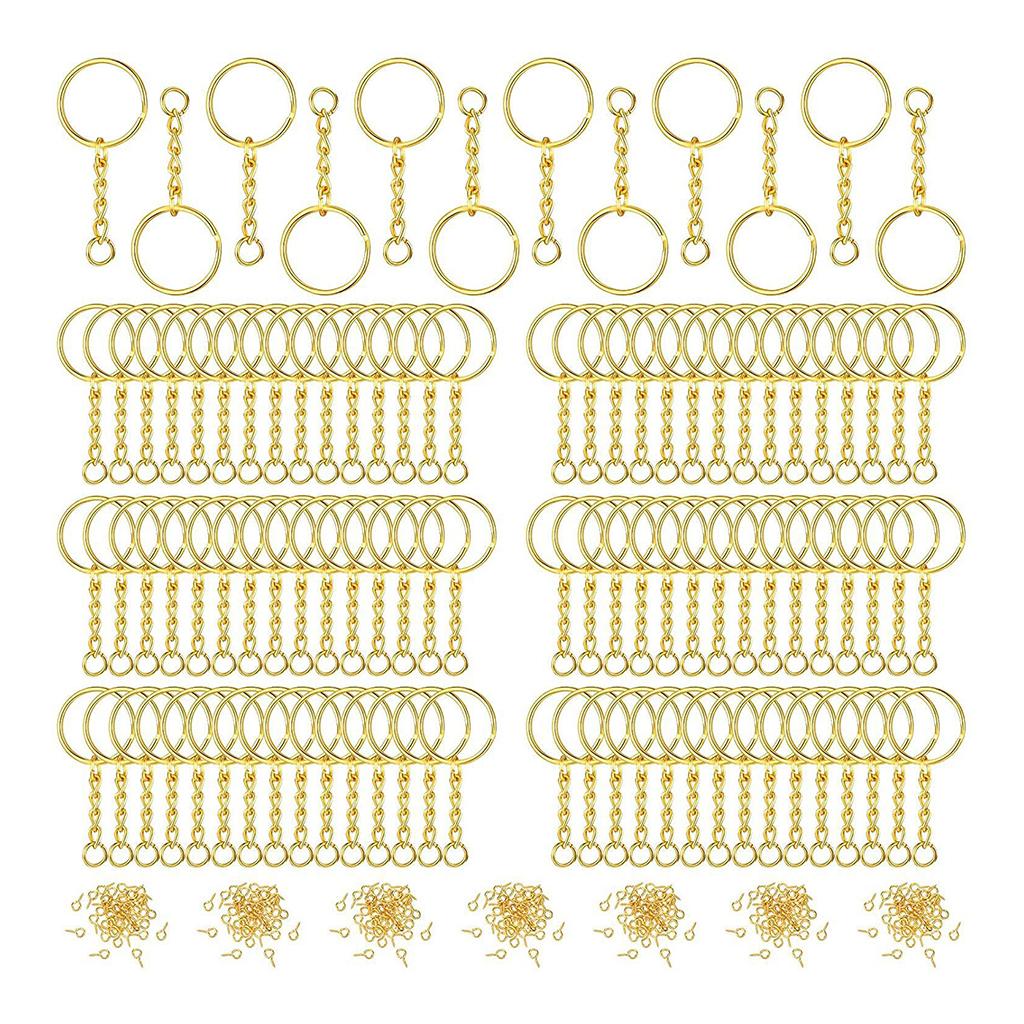360pcs Key Chains Rings DIY Open Split Jump Ring Silver Keyring Blanks Gold