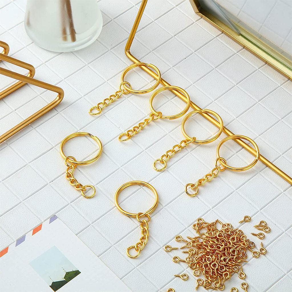 360pcs Key Chains Rings DIY Open Split Jump Ring Silver Keyring Blanks Gold