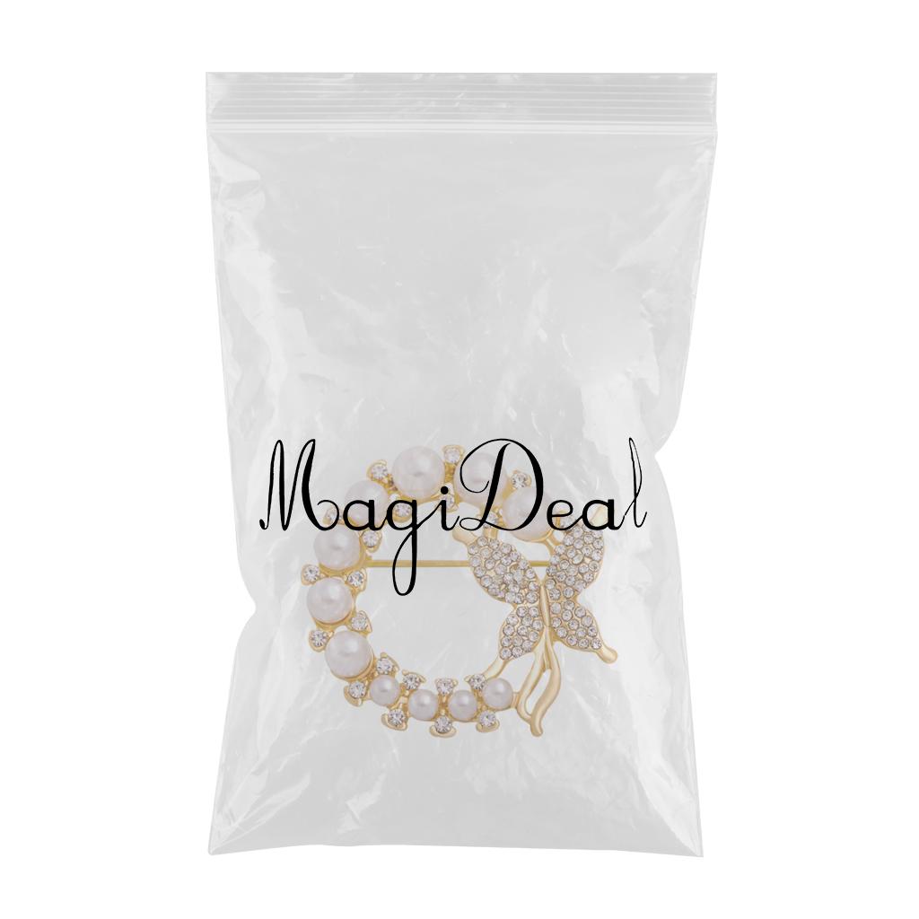 Pearl Rhinestone Butterfly Brooch Crystal Corsage Accessories for Girls