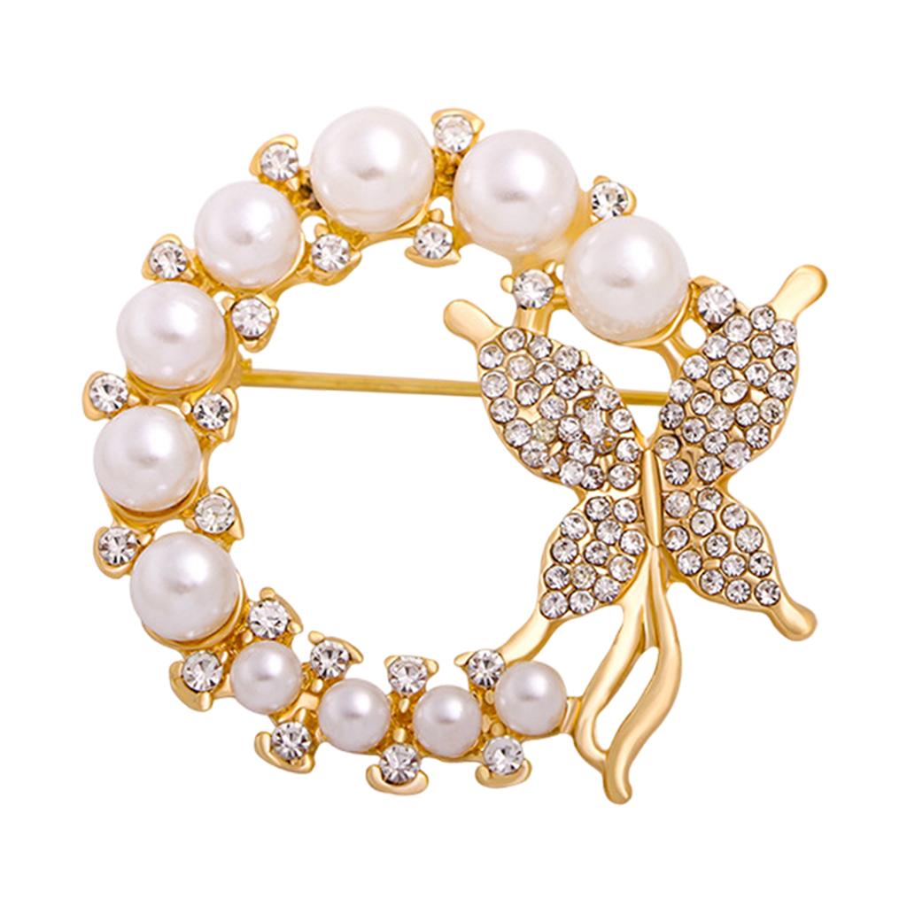 Pearl Rhinestone Butterfly Brooch Crystal Corsage Accessories for Girls