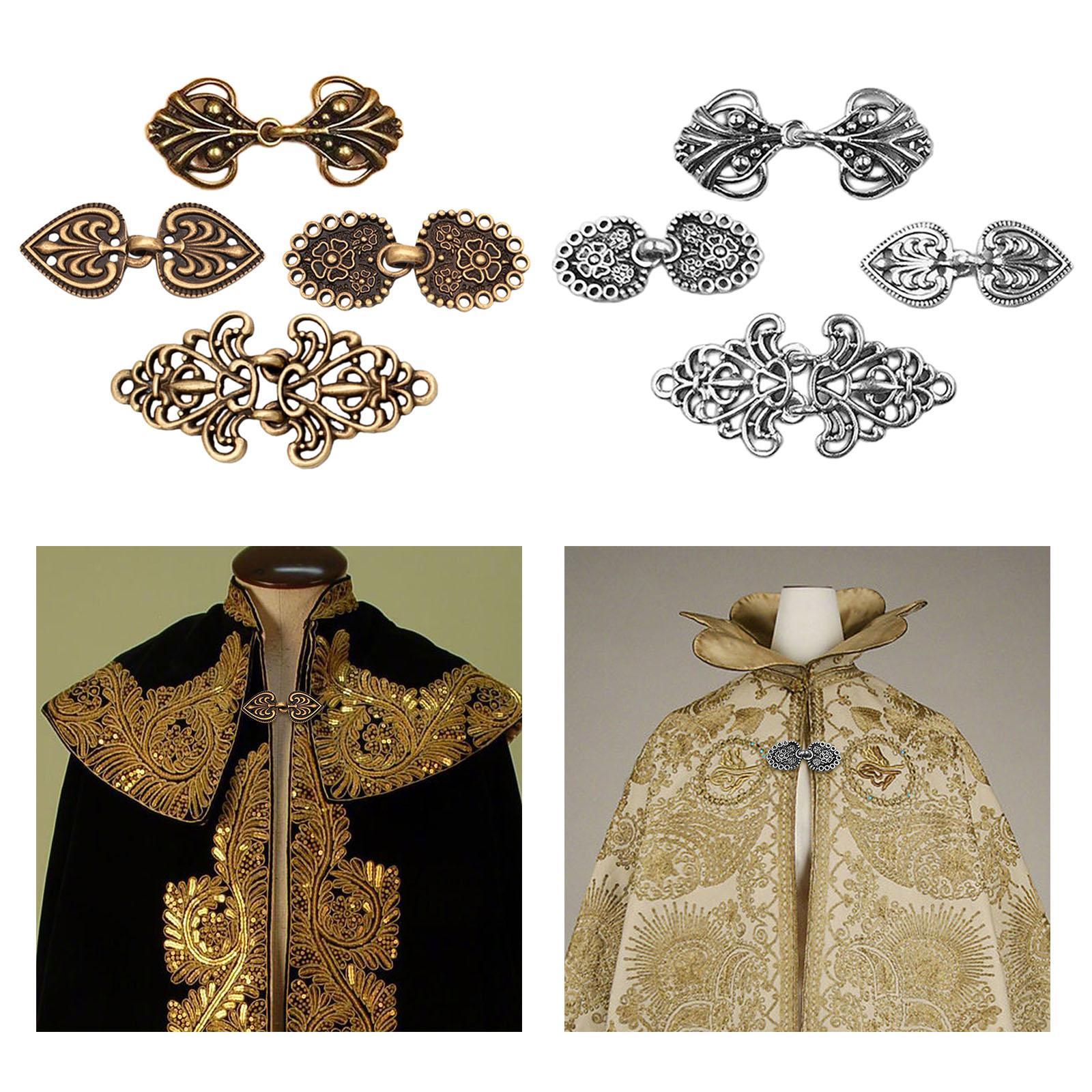 4Pcs Medieval Alloy Shawl Fastener Sew Cardigan Clips Celtic for Girl Women Bronze