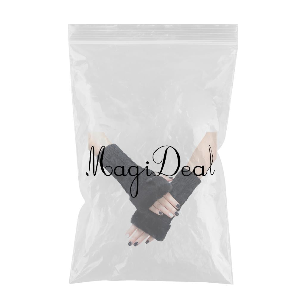 Women Gloves Half Finger Mittens Winter Windproof Gloves for Cycling Hiking Black