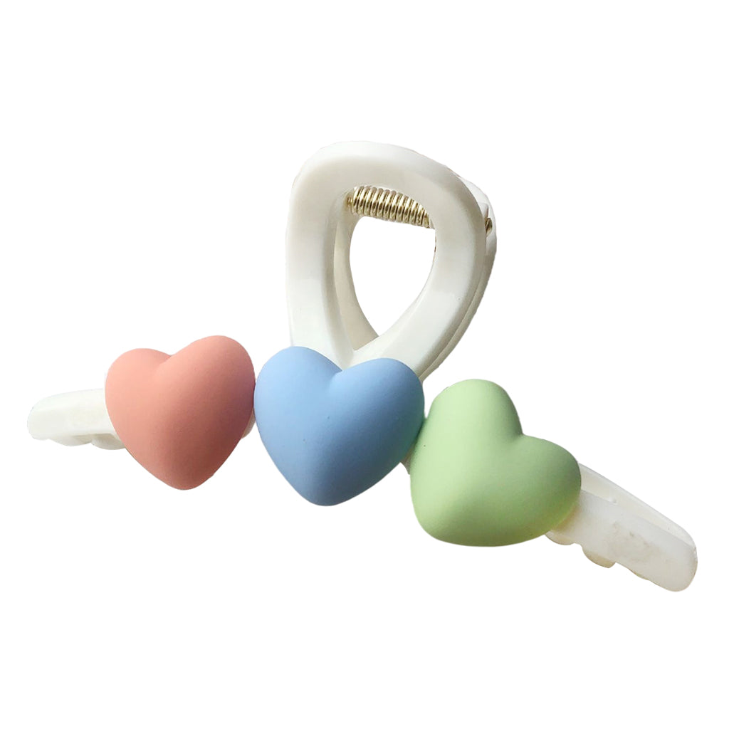Acrylic Hair Claw Clips Hair Clamps Durable Jaw Heart White 11cm