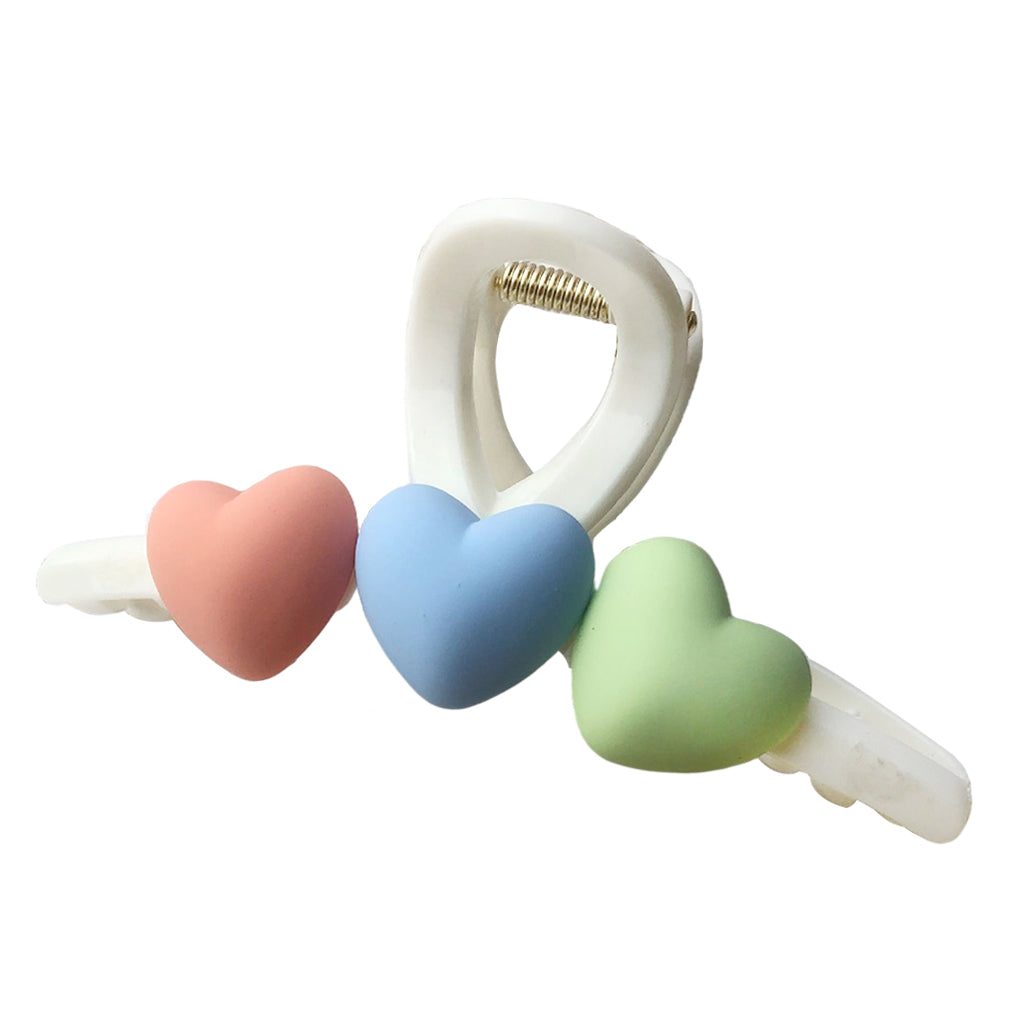 Acrylic Hair Claw Clips Hair Clamps Durable Jaw Heart White 11cm