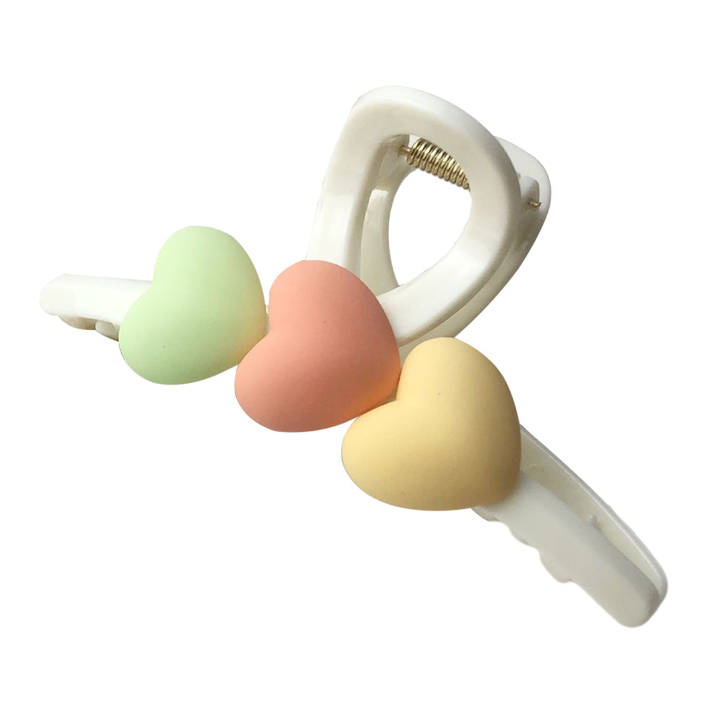 Acrylic Hair Claw Clips Hair Clamps Durable Jaw Heart White 4.33inch