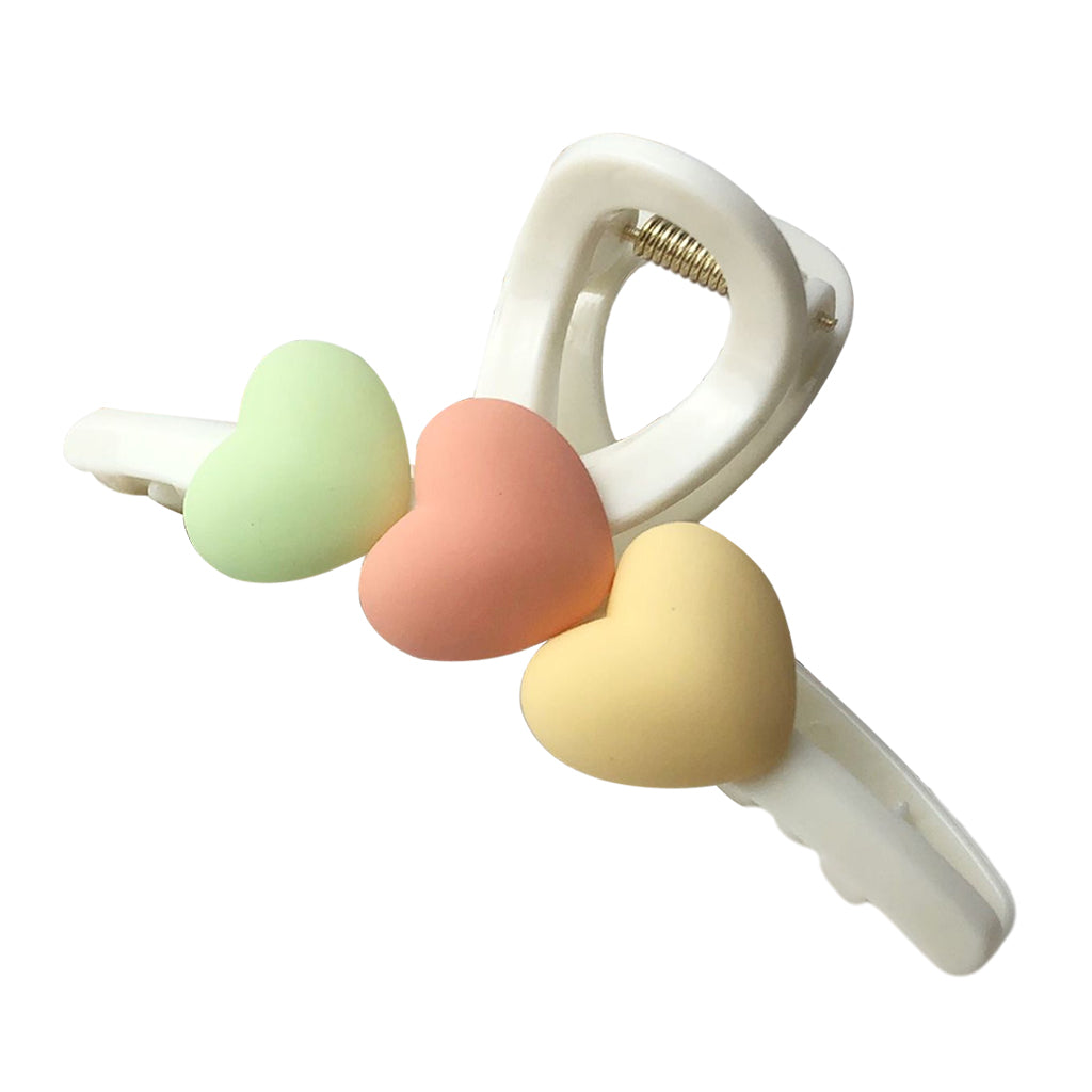 Acrylic Hair Claw Clips Hair Clamps Durable Jaw Heart White 4.33inch