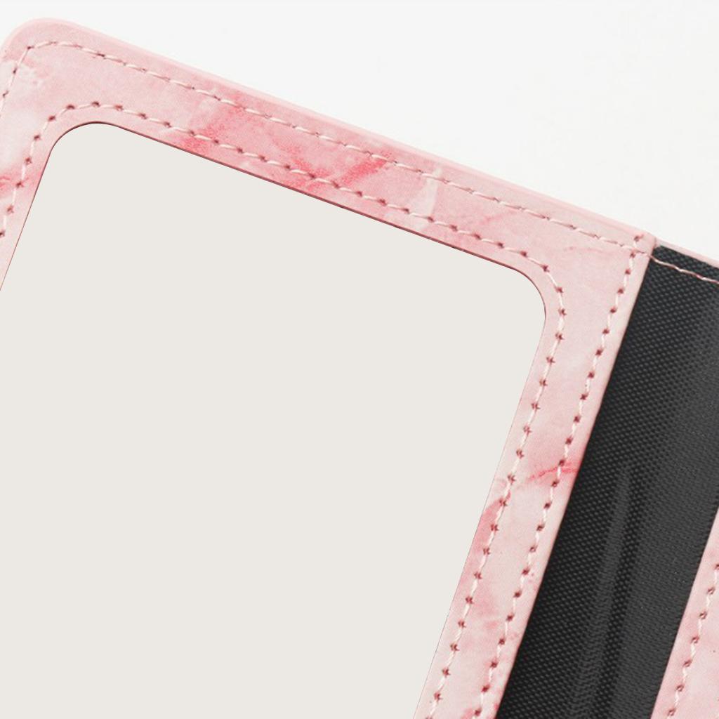 Vaccination Card Protector Slim Leather Wallet for Documents Pink
