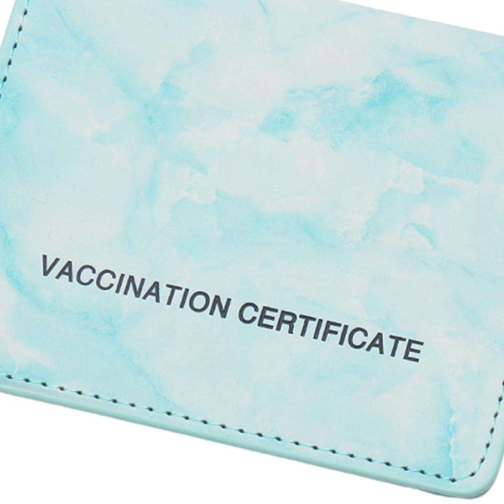 Vaccination Card Protector Slim Leather Wallet for Documents Lake Blue