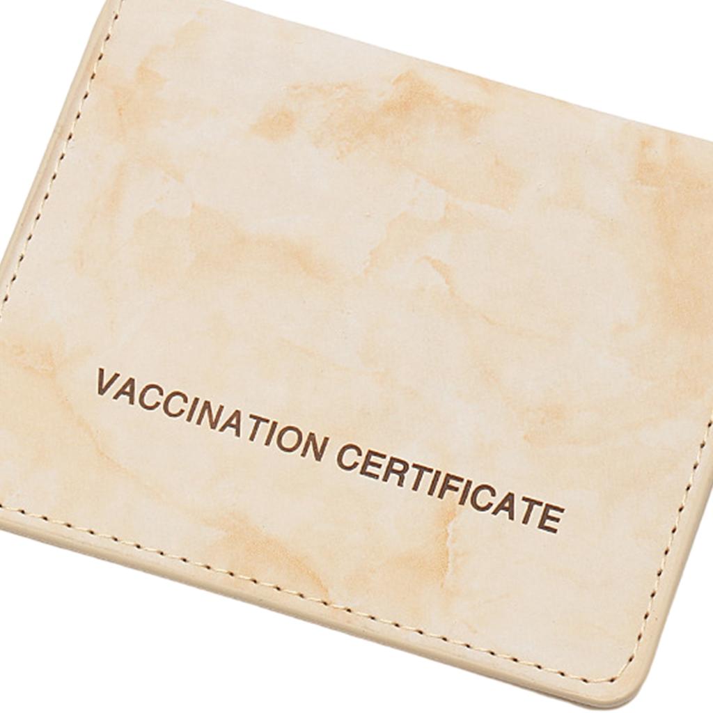 Vaccination Card Protector Slim Leather Wallet for Documents Yellow