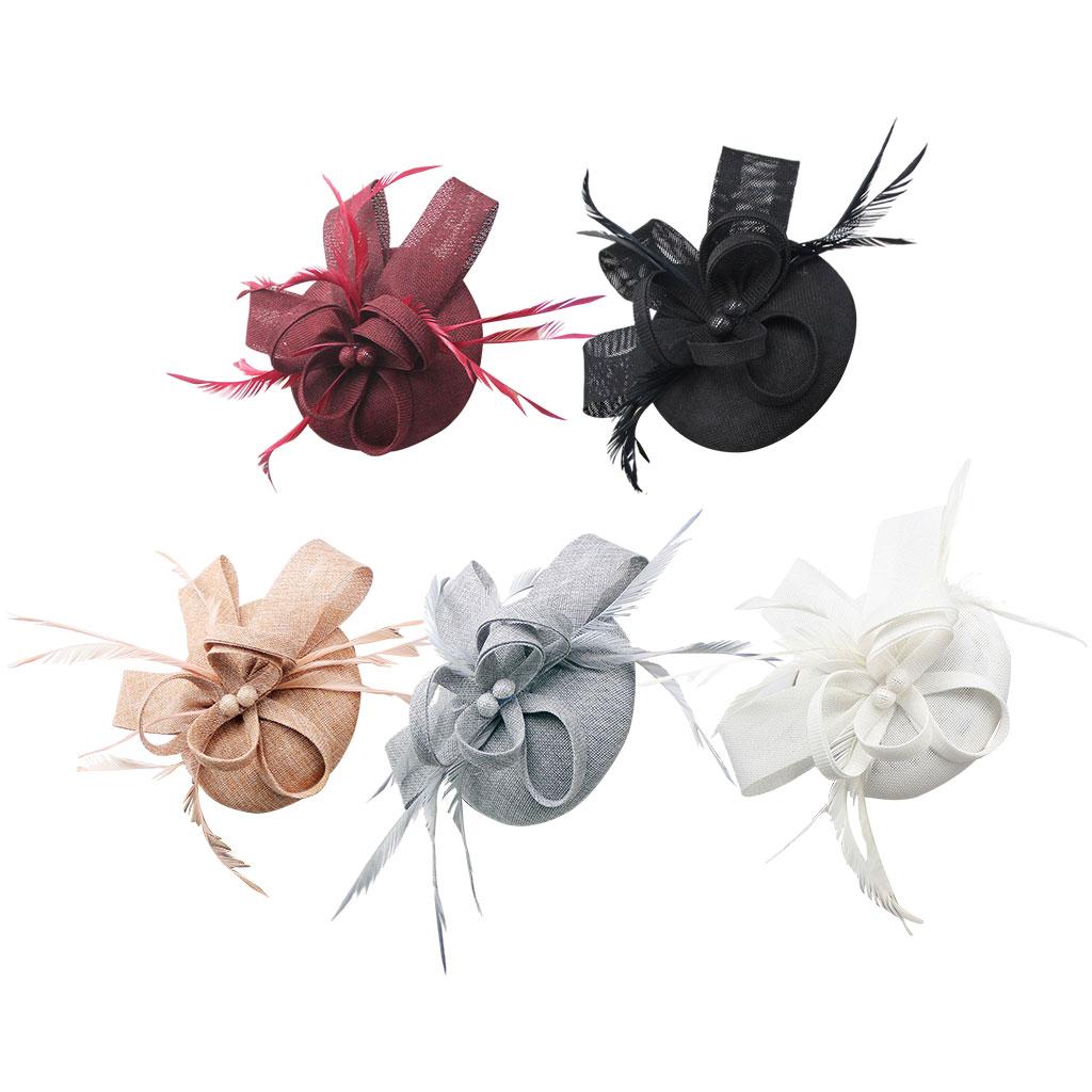 Women Bow Feather Headband Fascinator Hat Weddings Ladies Day Black