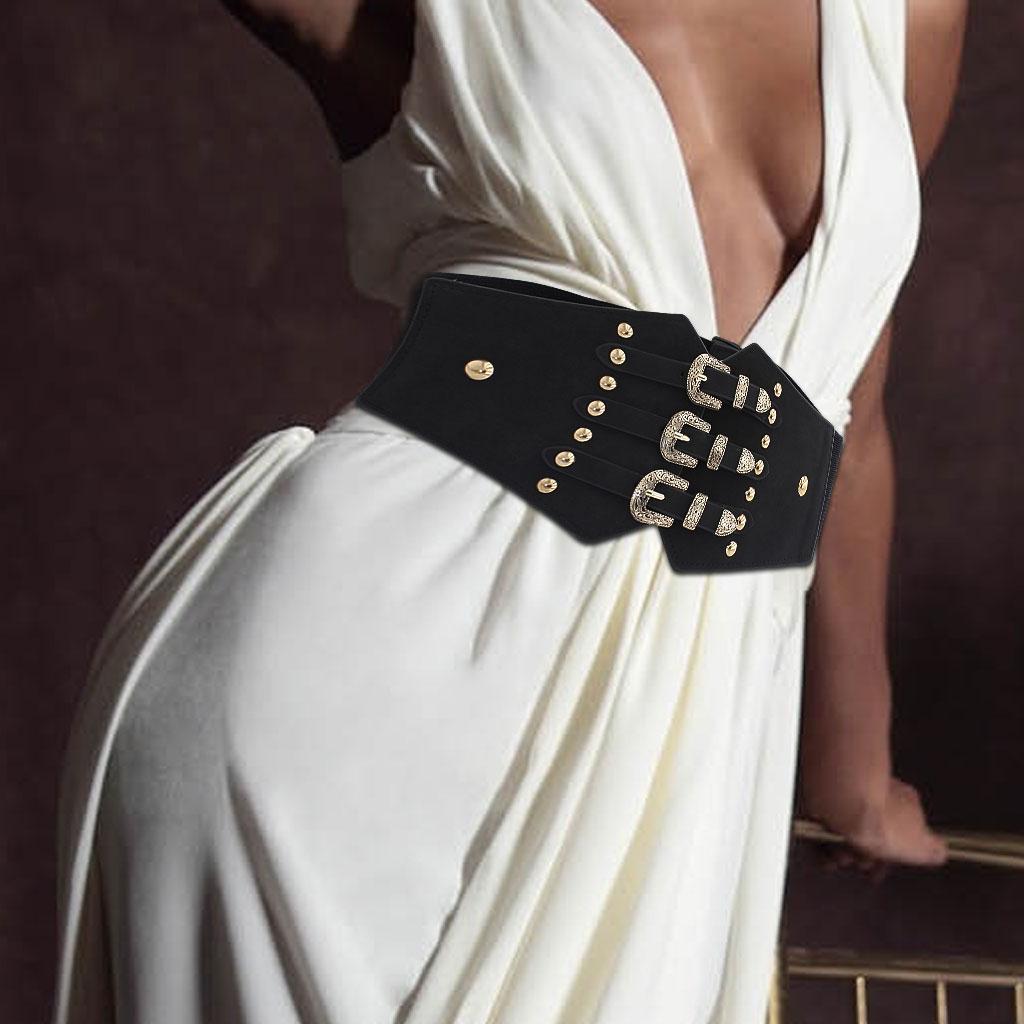 Retro Women Waist Belt Casual Alloy Buckle Fashion Dress Waistband Gold