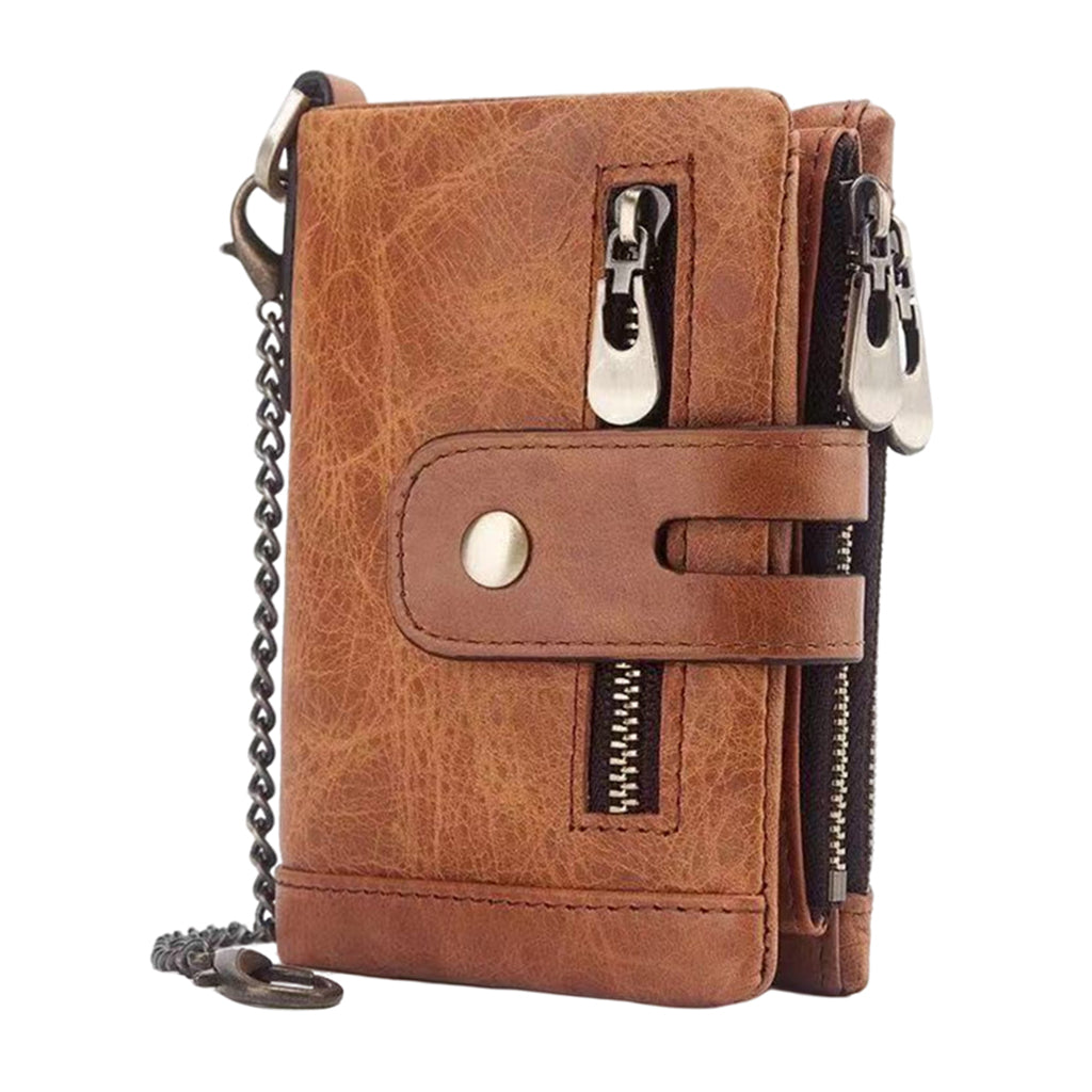 Mens Wallet Cowhide Leather Wallet Credit Card Holder RFID Bifold Brown