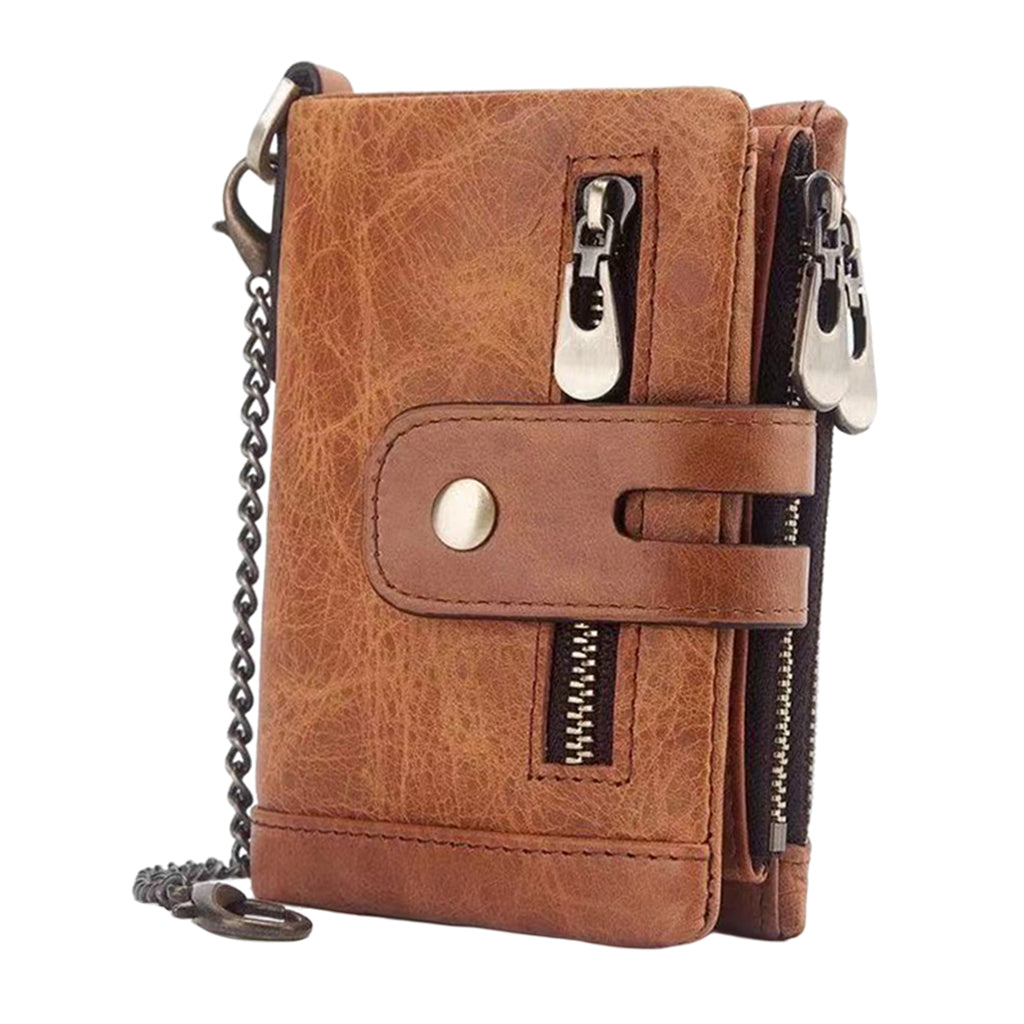 Mens Wallet Cowhide Leather Wallet Credit Card Holder RFID Bifold Brown