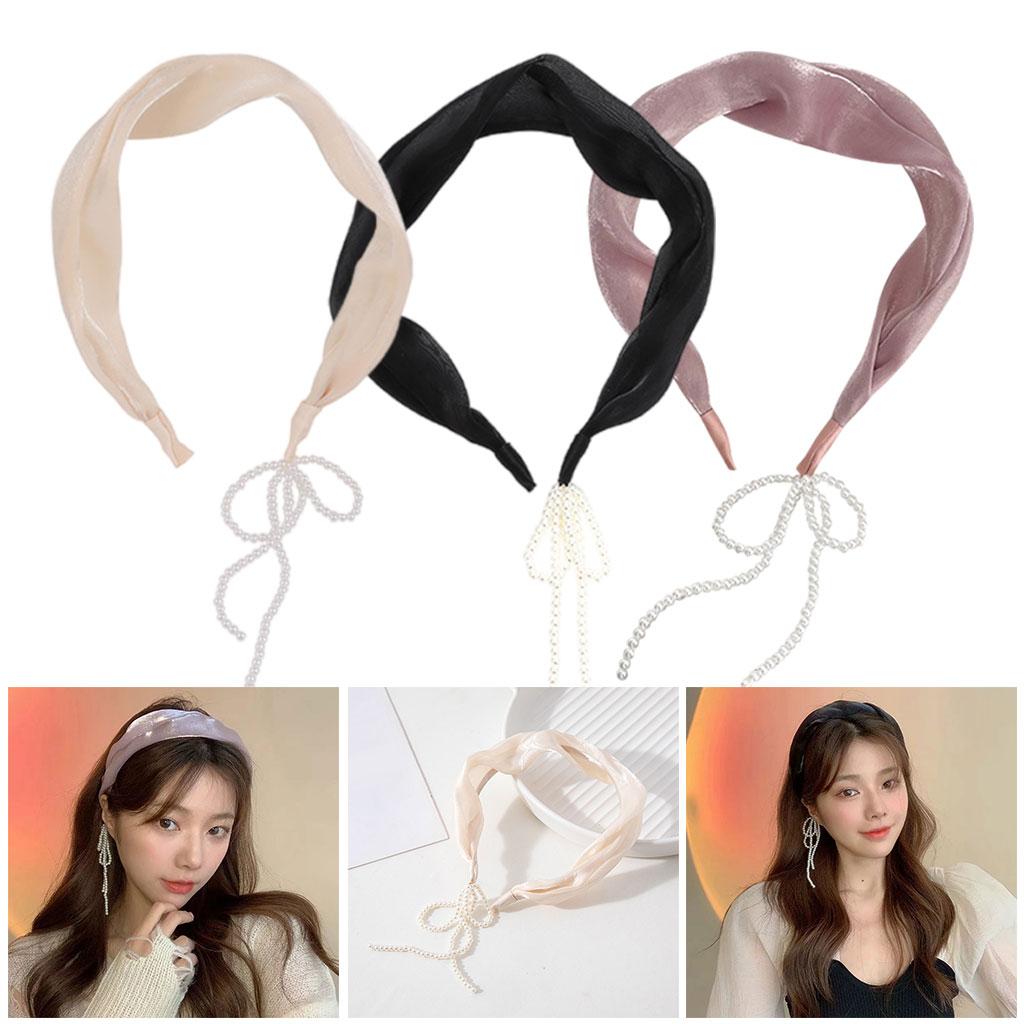 Women Tassel Earring Hairband Sweet Headdress Pendant for Female Girls Black