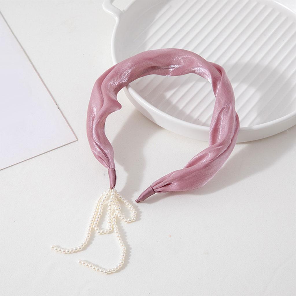 Women Tassel Earring Hairband Sweet Headdress Pendant for Female Girls Pink