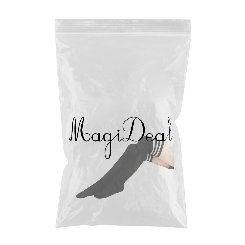 Women Knee High Tube Socks Compression Sock Women Sport White bars on black