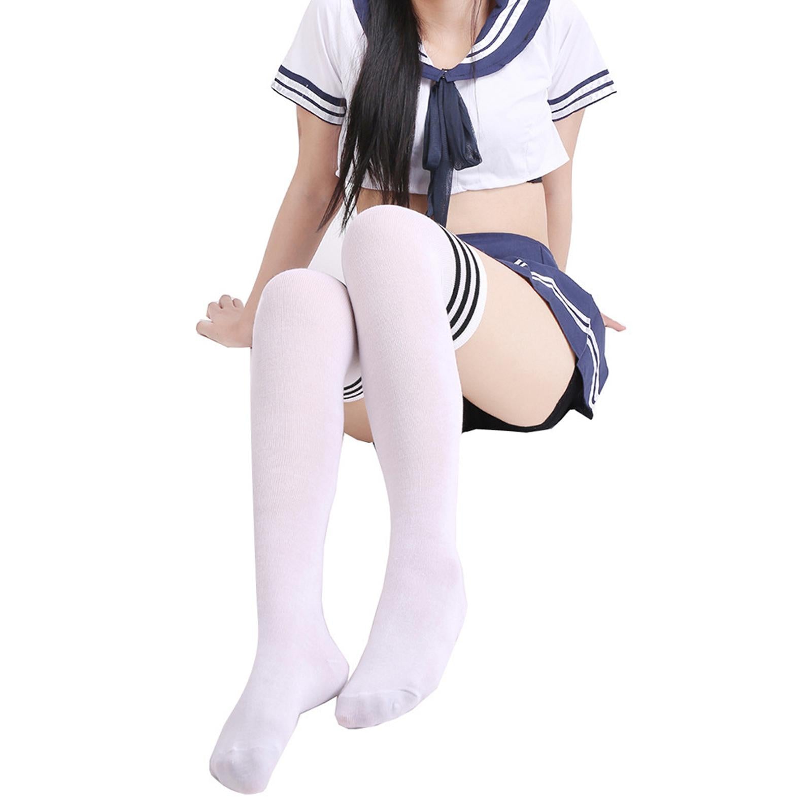 Women Knee High Tube Socks Compression Sock Women Sport Black bars on white