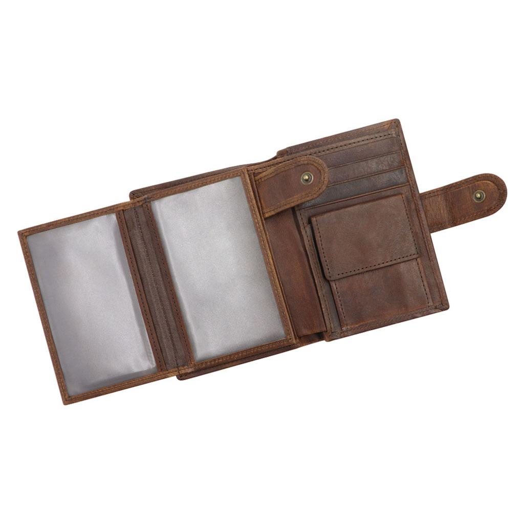 Trifold Wallet Zip Coin Pocket Purse Zip Minimalist Mens coffee