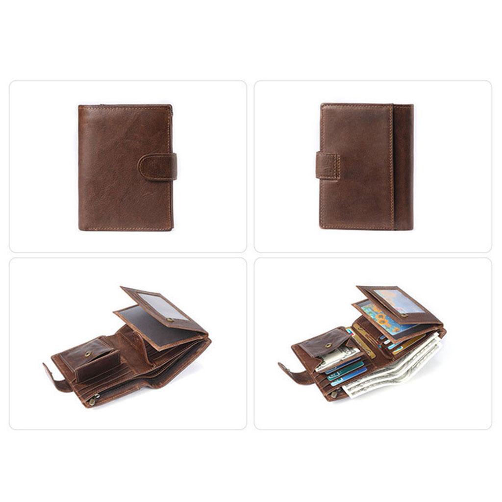 Trifold Wallet Zip Coin Pocket Purse Zip Minimalist Mens coffee