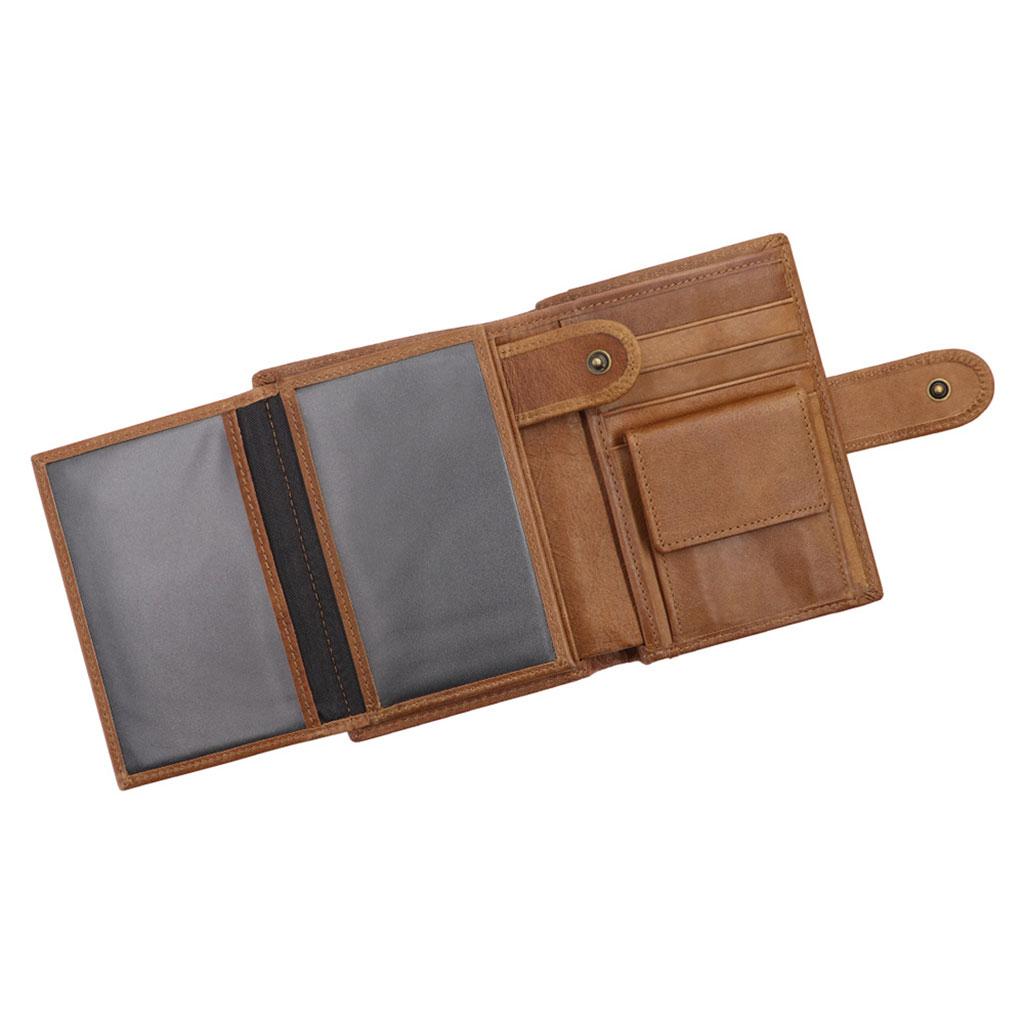 Trifold Wallet Zip Coin Pocket Purse Zip Minimalist Mens brown