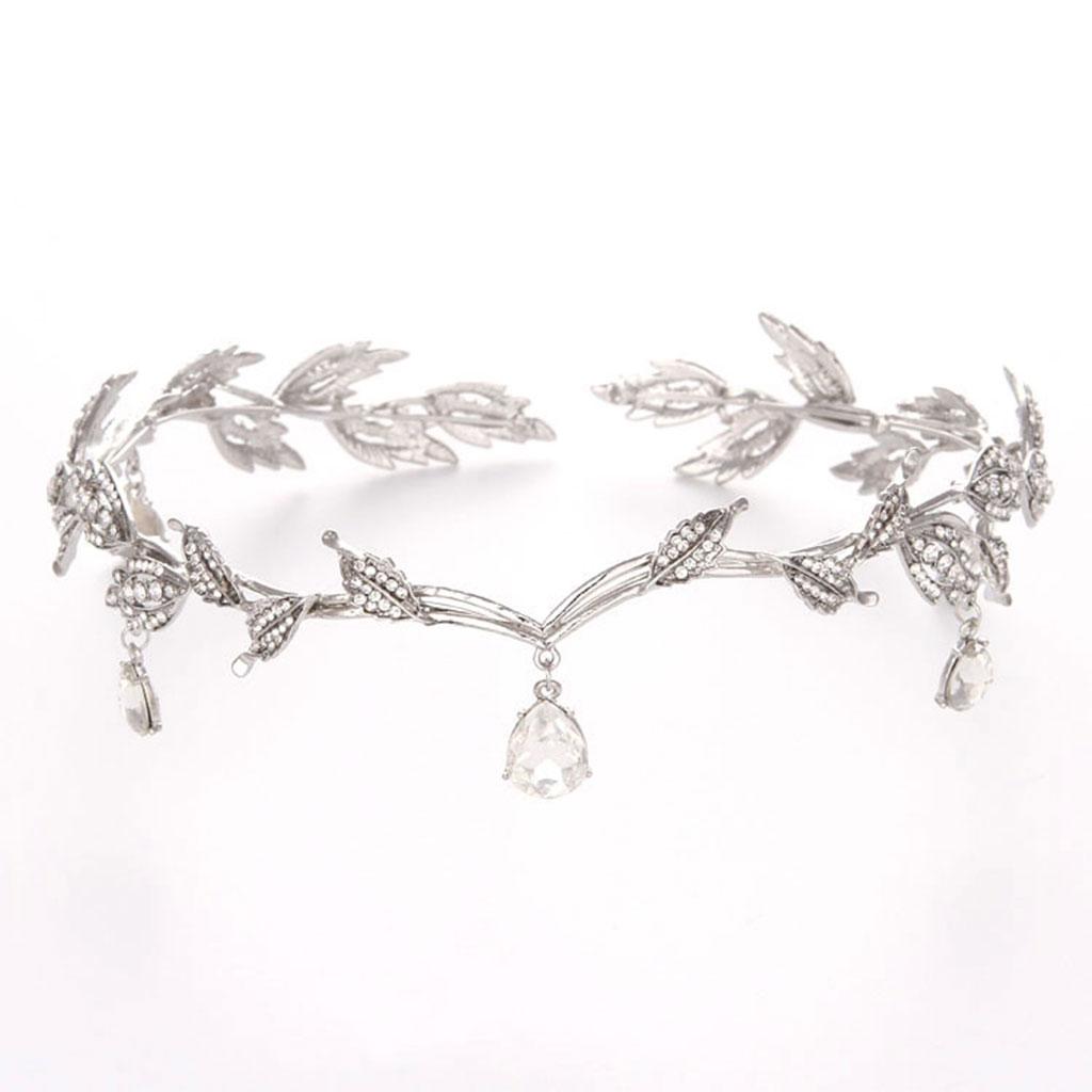 Forehead Chain Headband Crystal Crown for Hair Jewelry Ornament Silver