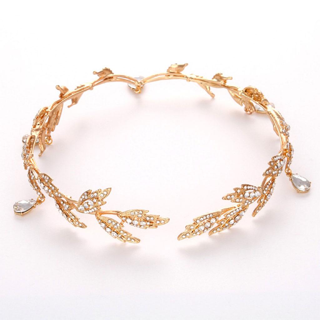 Forehead Chain Headband Crystal Crown for Hair Jewelry Ornament Gold
