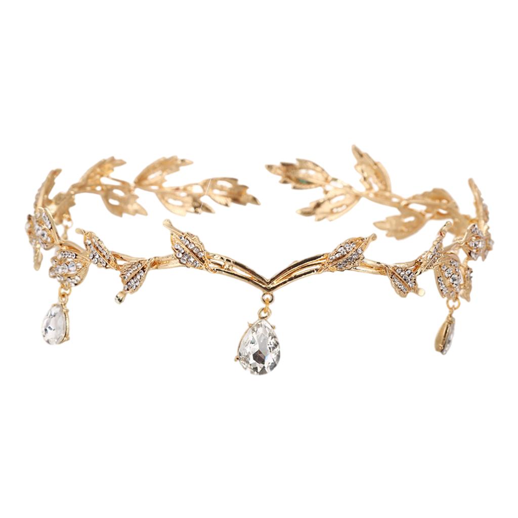 Forehead Chain Headband Crystal Crown for Hair Jewelry Ornament Gold