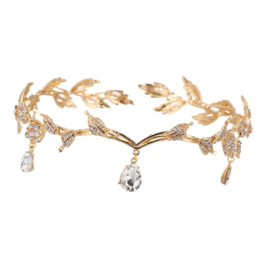 Forehead Chain Headband Crystal Crown for Hair Jewelry Ornament Gold