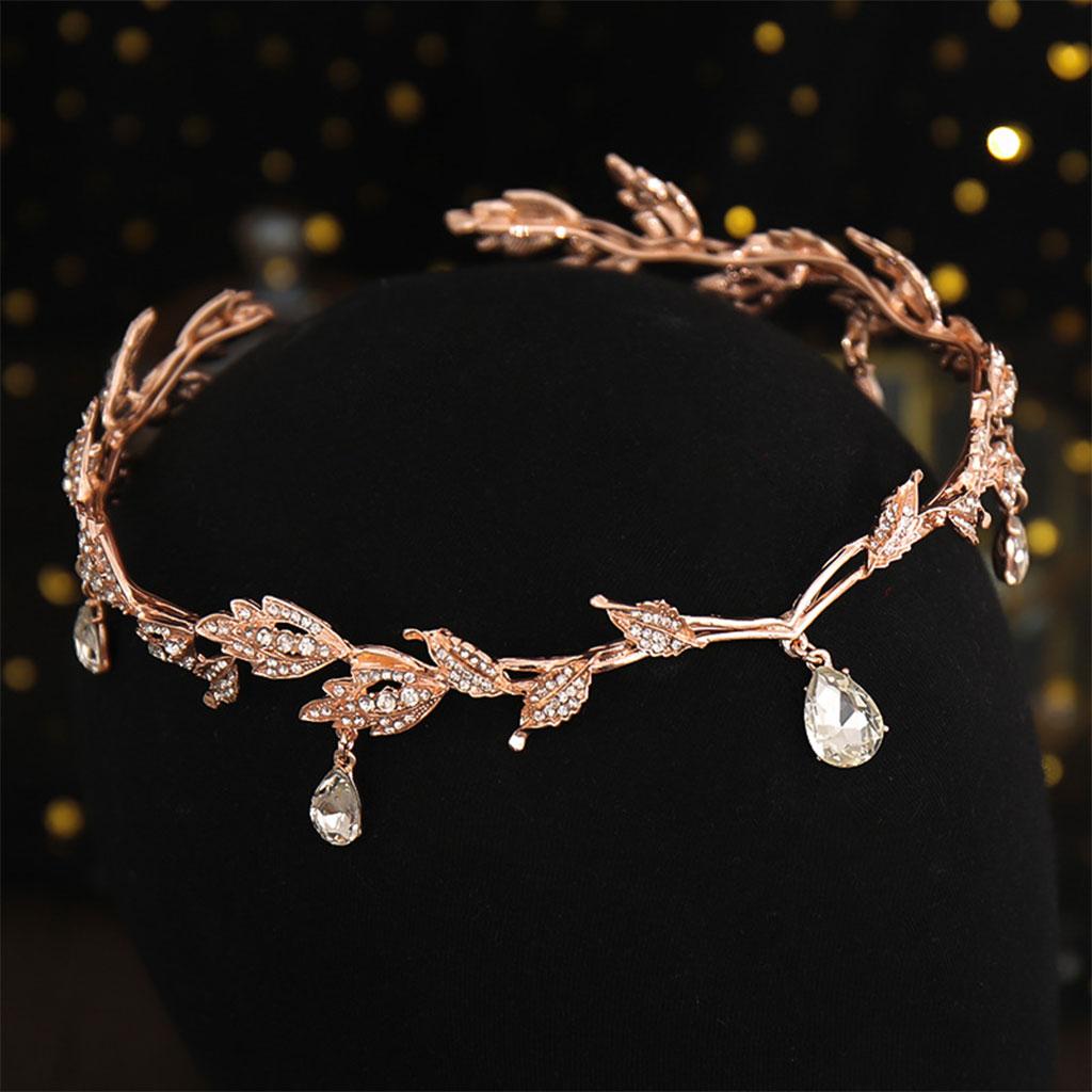 Forehead Chain Headband Crystal Crown for Hair Jewelry Ornament Rose Gold