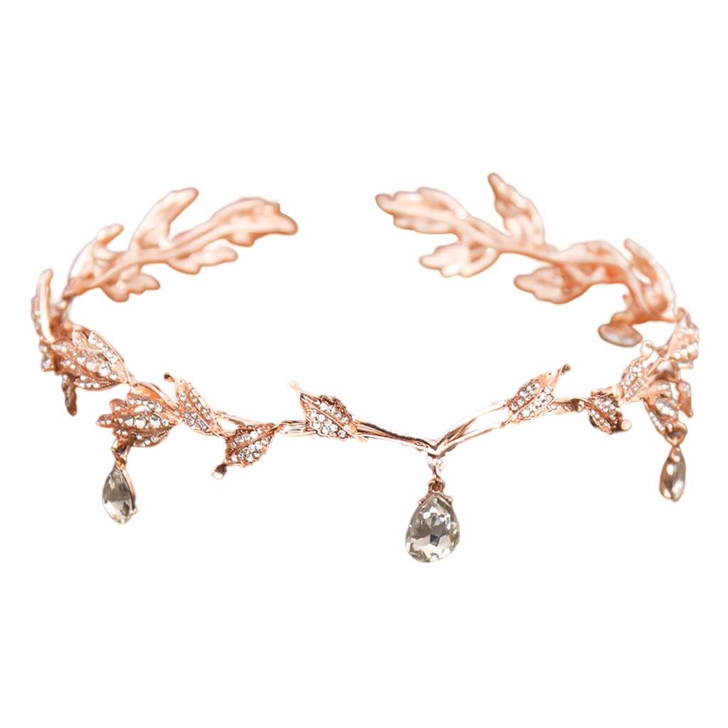 Forehead Chain Headband Crystal Crown for Hair Jewelry Ornament Rose Gold